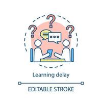 Developmental delay concept icon. Learning disability idea thin line illustration. Mental, cognitive disorders vector isolated outline drawing. Dyslexia, dyspraxia, dysphasia therapy. Editable stroke