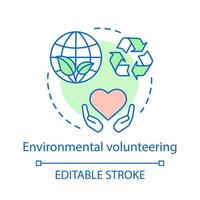 Environmental volunteering concept icon. Ecological monitoring. Planet saving. Nature protection idea thin line illustration. Vector isolated outline drawing. Editable stroke