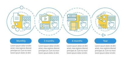 Digital services subscription vector infographic template. Tariff plans. Data visualization with four steps and options. Process timeline chart. Workflow layout with icons