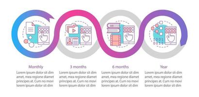 Digital services subscription vector infographic template. Tariff plans. Data visualization with four steps and options. Process timeline chart. Workflow layout with icons