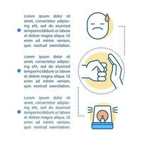 Plantilla de vector de página de artículo de violencia doméstica. abuso familiar. conflicto. folleto, revista, elemento de diseño de folleto con iconos lineales y cuadros de texto. diseño de impresión. ilustraciones de concepto con espacio de texto