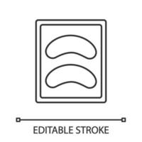 Disposable eyeshadow pads linear icon. Thin line illustration. Eye gel makeup shields package. Lash paper patches. Under eye stickers. Contour symbol. Vector isolated outline drawing. Editable stroke