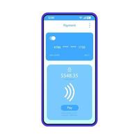 Online payment smartphone interface vector template. Mobile banking app page design. Credit card transaction screen. Internet shopping. Flat UI for application. Digital wallet. Phone display