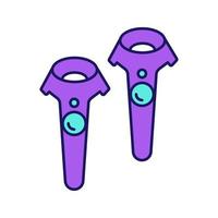VR wireless controllers color icon. Virtual reality gamepad. VR game console, remote control. Isolated vector illustration