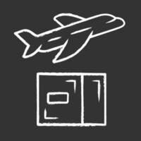 Delivery by plane chalk icon. International cargo shipping. Air freight. Transfer and shipment of parcels, packages. Express air delivery, airmail. Cargo aircraft. Isolated chalkboard illustration vector