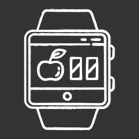 calculadora de calorías icono de tiza de función de reloj inteligente. estimar las calorías para mantener, perder y ganar peso. capacidad de pulsera de fitness y servicio de bienestar. ilustración de pizarra de vector aislado