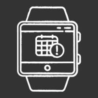 Scheduling events smartwatch function chalk icon. Fitness wristband capability. Modern device feature. Calendar and timetable. Planning and time management. Isolated vector chalkboard illustration