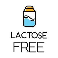 Lactose free color icon. Hypoallergenic milk. Organic alternative drink. Product free ingredient. Nutritious dietary, healthy eating. Personal healthcare. Isolated vector illustration