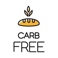 Carb free color icon. Organic food without added sweetener. Product free ingredient. Nutritious dietary, healthy eating. Diabetes prevention for personal healthcare. Isolated vector illustration