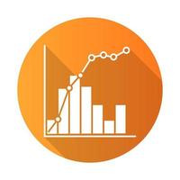 Pareto curve orange flat design long shadow glyph icon. Information chart and graph. 80-20 rule visualization. Social wealth distribution presentation. Vector silhouette illustration