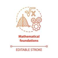 Mathematical foundations red concept icon. Calculations base idea thin line illustration. Combination of numbers, digits. Arithmetic, numerical system. Vector isolated outline drawing. Editable stroke