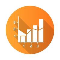 Mixed chart orange flat design long shadow glyph icon. Vertical histogram with linear elements. Information chart. Graph business presentation. Diagram Marketing. Vector silhouette illustration