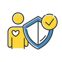 Life insurance color icon. Investment in personal healthcare. Protection, secure living. Paying for safety. Social coverage. Safeguard, immunity. Health aid. Isolated vector illustration