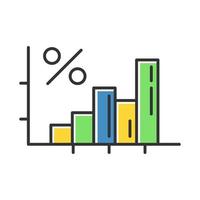 Financial report color icon. Increasing interest rate diagram. Consumer lines of credit. Growing finances infographic. Economy chart. Financial report. Banking business. Isolated vector illustration