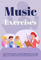 Music exercises brochure template. Flyer, booklet, leaflet concept with flat illustrations. Vector page cartoon layout for magazine. Kids ensemble performance advertising invitation with text space