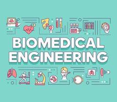 Banner de conceptos de palabra de ingeniería biomédica. biotecnología para la salud. desarrollo sanitario. presentación, sitio web. idea de tipografía de letras aisladas con iconos lineales. ilustración de contorno vectorial vector