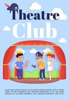 Theatre club brochure template. Flyer, booklet, leaflet concept with flat illustrations. Vector page cartoon layout for magazine. Drama lessons for kids advertising invitation with text space