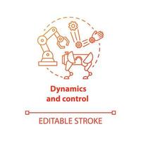 Dynamics and control red concept icon. Robotics motion system idea thin line illustration. Information technologies and innovative programming. Vector isolated outline drawing. Editable stroke