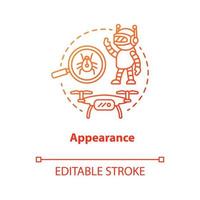 Appearance red concept icon. Robots and electronic devices idea thin line illustration. Modern gadgets, creations. Innovative design. Vector isolated outline drawing. Editable stroke