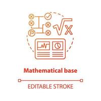 Mathematical base red concept icon. Calculations idea thin line illustration. Combination of numbers and digits. Arithmetic and numerical system. Vector isolated outline drawing. Editable stroke