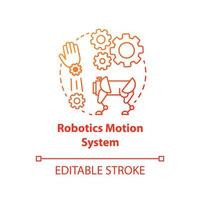 Robotics motion system red concept icon. Robot software idea thin line illustration. Information technologies and innovative programming. Vector isolated outline drawing. Editable stroke