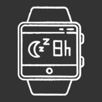 Sleep monitoring smartwatch function chalk icon. Fitness wristband capability and wellness service. Movement during sleep tracking, analyzing slumber habits. Isolated vector chalkboard illustration