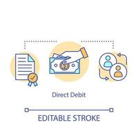 Direct debit concept icon. Money withdrawal idea thin line illustration. Finacial transaction. Online banking operation. Payment method. Vector isolated outline drawing. Editable stroke