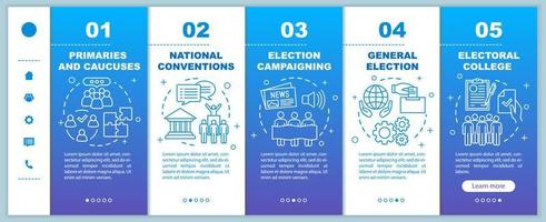 Election day onboarding mobile web pages vector template. Responsive smartphone website interface idea with linear illustrations. Webpage walkthrough step screens. Color concept