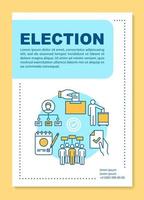 diseño de plantilla de folleto electoral. celebración de votación. participación electoral. folleto, folleto, diseño de impresión de folletos con ilustraciones lineales. diseños de páginas vectoriales para revistas, informes anuales, carteles publicitarios vector