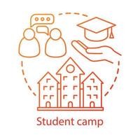 Student camp concept icon. Summer educational club, community idea thin line illustration. Sharing learning experience. College, university facility. Vector isolated outline drawing. Editable stroke
