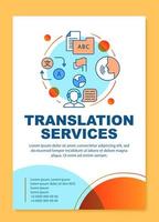 Translation services brochure template layout. Foreign language translator. Flyer, booklet, leaflet print design with linear illustrations. Vector page layouts for magazines, advertising posters