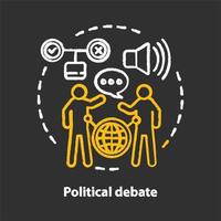 icono de concepto de tiza de elecciones. debate político, hablando de la idea del oponente electoral. campaña política, carrera presidencial. futura conversación política. vector ilustración de pizarra aislada