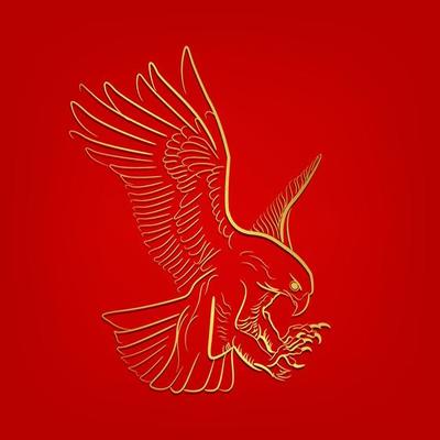 eagle flying over red background