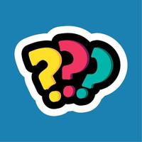 Stylish colorful cartoon sticker with question mark vector