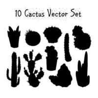 conjunto de cactus aislados dibujados a mano vector