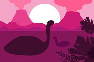 Jurassic landscape minimalistic flat vector