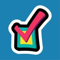 Stylish colorful cartoon sticker with checkbox vector