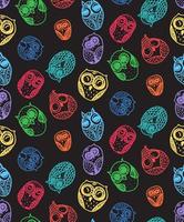 Owls hand drawn seamless pattern vector