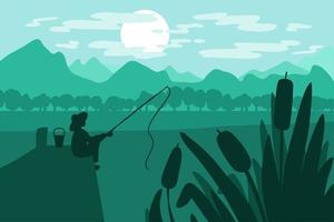 Fisherman with fishing rod