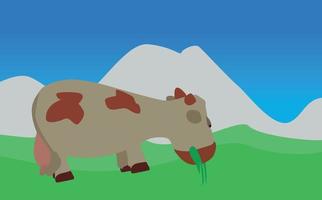 Cow Walks, Eats the Grass. EPS10. vector