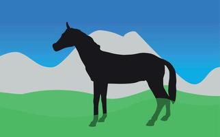 Horse Walks, Eats the Grass. Vector Illustration. EPS10.