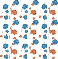 Orange and Blue Fish Seamless Pattern. Vector Illustration. EPS1