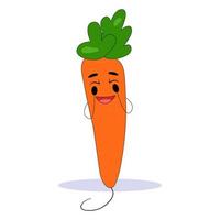 Funny carrot. Carrot with cute face. Flat vector illustration.