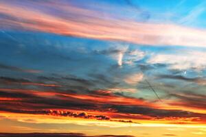 sunset blue sky gorgeous panorama natural sunset bright dramatic sky photo