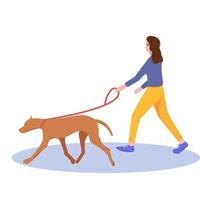 Young girl walking the dog vector
