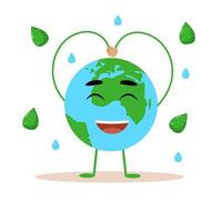 Happy Earth Day. Earth with a funny face. Flat vector illustration