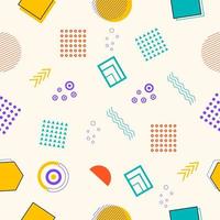 Memphis seamless pattern of geometric shapes for tissue and postcards vector