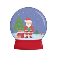 Snow globe with a santa claus. Winter wonderland scenes in a snow globe. vector