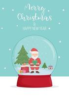 Merry Christmas and new year card. Winter wonderland scenes in a snow globe. Winter card design illustration for greetings, invitation vector