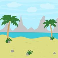 Tropical landscape. Summer beach. Islan with palm tree vector